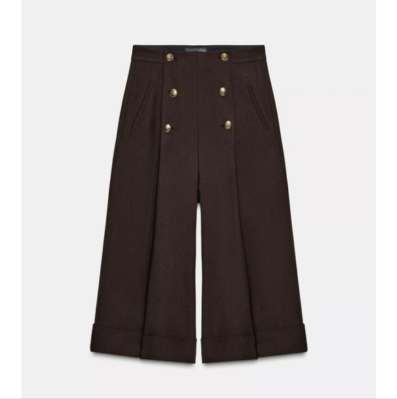 ZARA 100% WOOL BUTTONED SHORTS ZW COLLECTION NWT SIZE MEDIUM - Picture 4 of 5